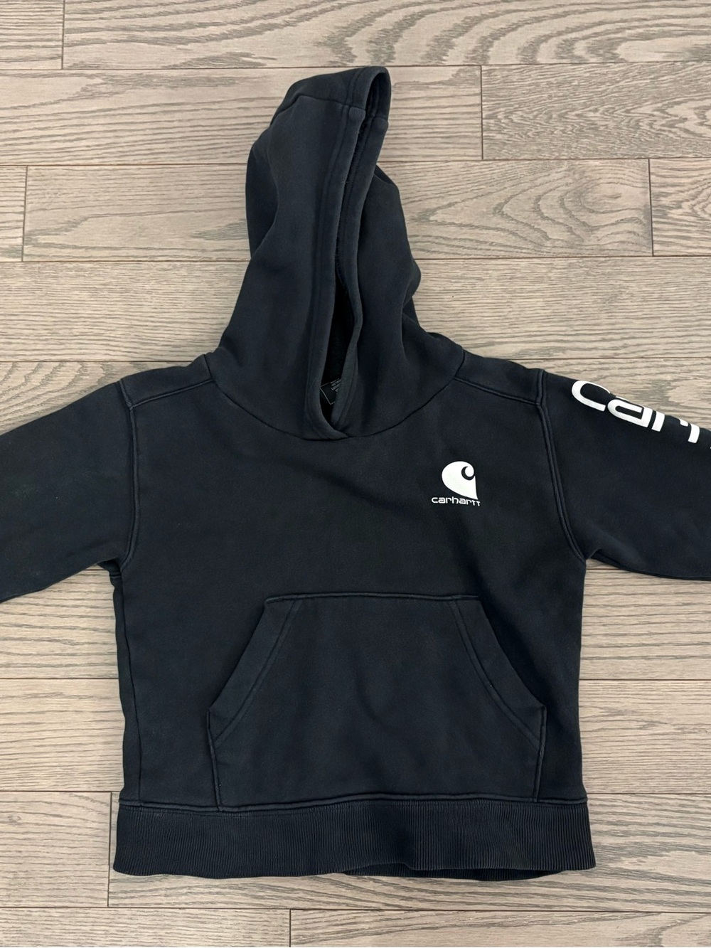 Carhartt Kids Black Hooded Sweatshirt with White Logo